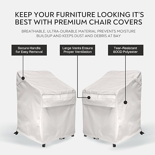 Miniatura 3 de Cubierta de patio impermeable para muebles a prueba de rayos UV, 24D x 24 x 36 pulgadas, color crema blanca 24 x 24 x 36 pulgadas, transpirable, a