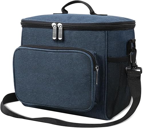 Bolsa de almuerzo, bolsa de almuerzo aislada de 12 litros con correa ajustable para el hombro, lonchera con forro mejorado a prueba de fugas para