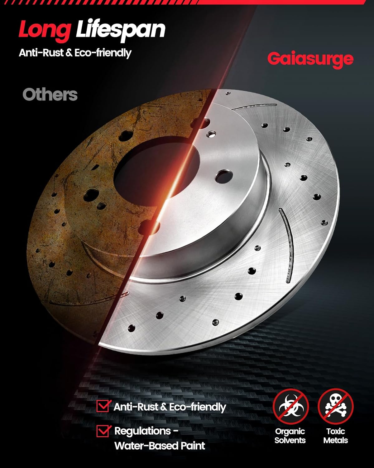 Rear Brake Kit, Drilled & Slotted Brake Rotors and Pads Compatible with 2007-2017 Jeep Wrangler, 2018 JK, 316mm(12.4in) Brake Disc