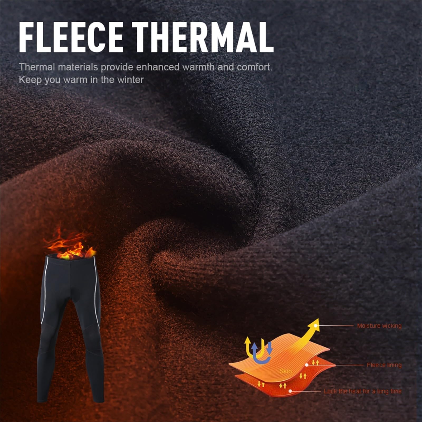 Pantaloni da Ciclismo Invernali 2 Pezzi in Pile Uomo Antivento Bicicletta Equitazione su Strada Professionali Abbigliamento Palestra Imbottito Riflettente per Uomo(3XL)