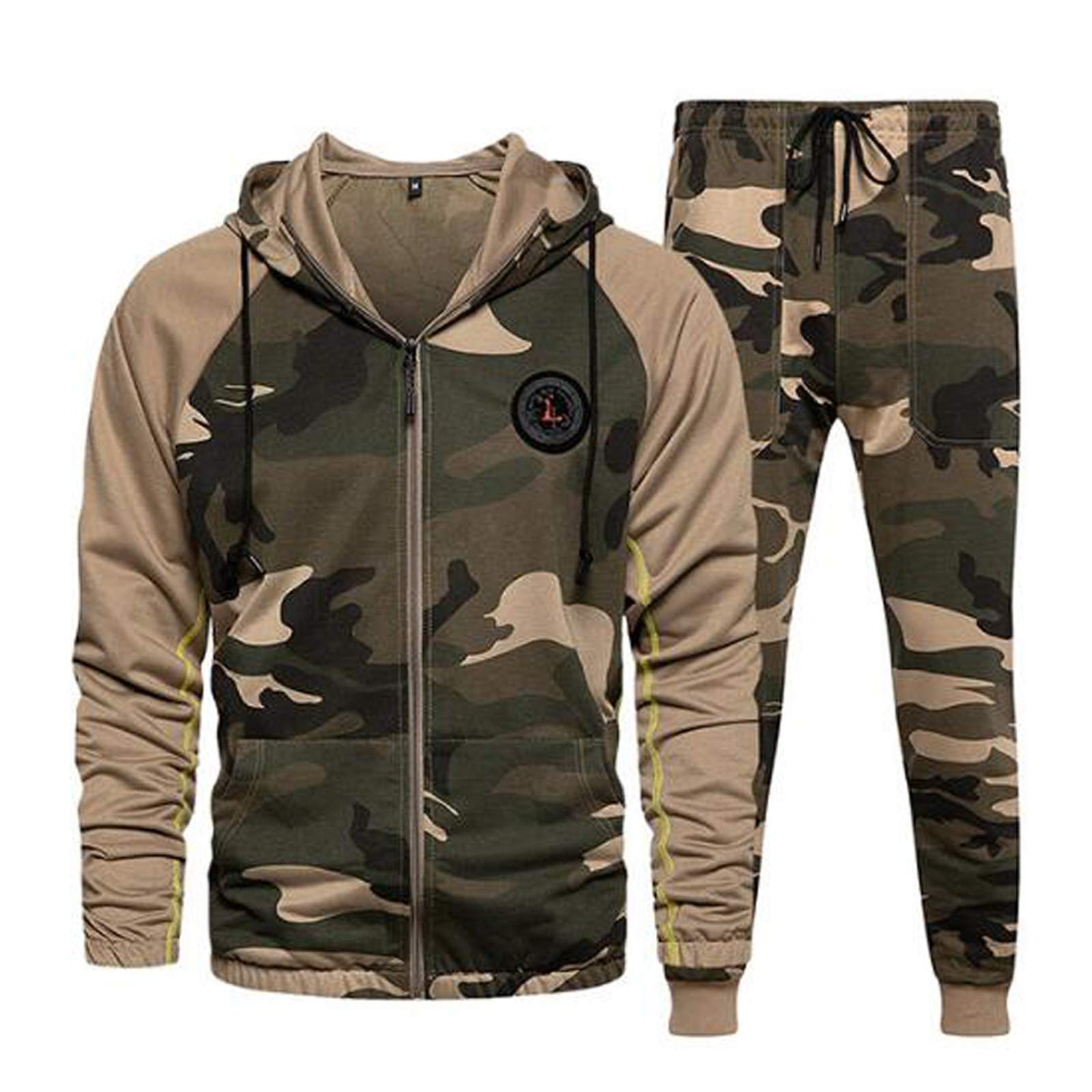 Mens Winter Sweatsuit Outfits Set, Long Sleeve Hoodie Casual Jogging Tracksuit