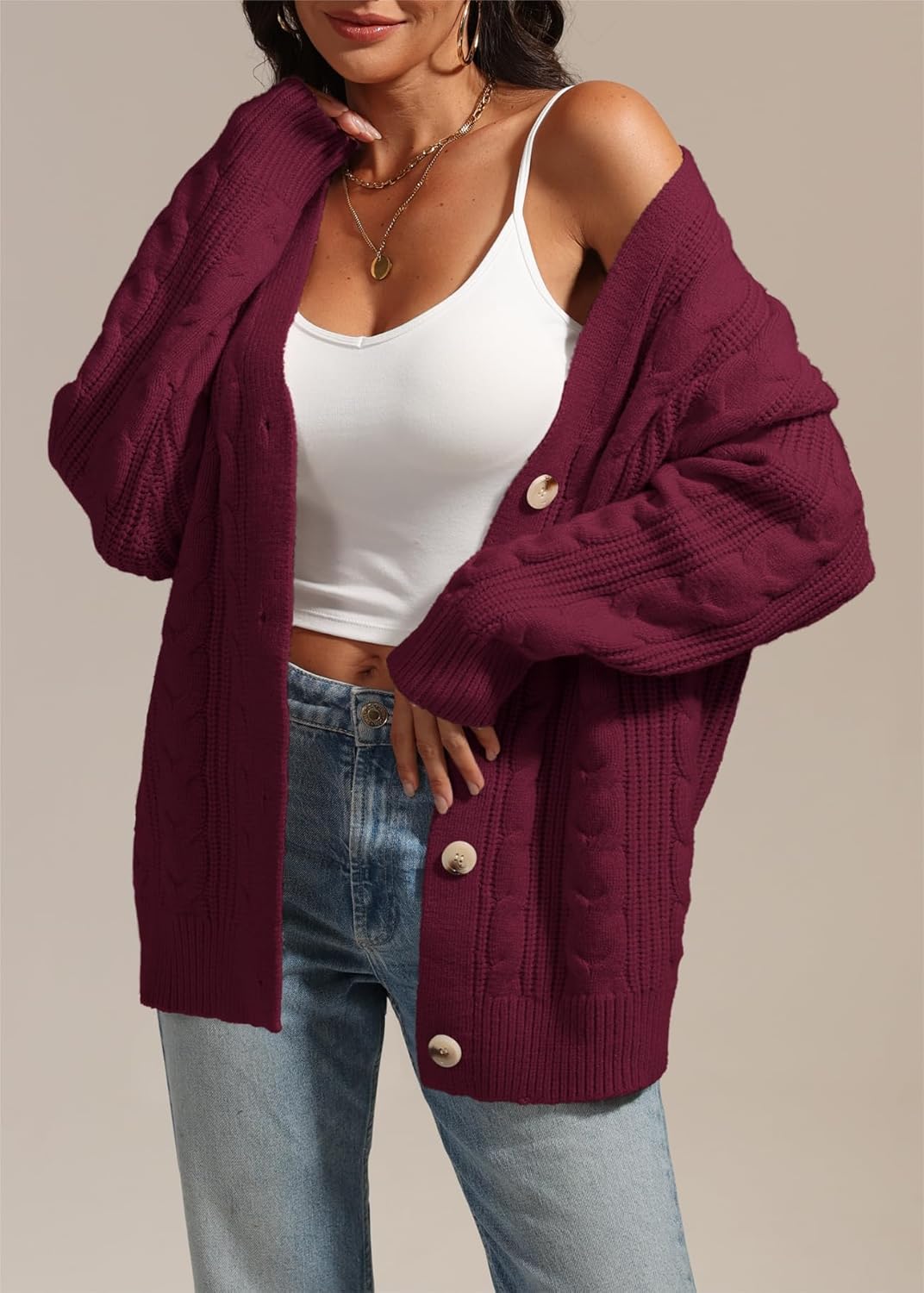 ATHMILE Womens Oversized Sweaters Cable Knit Cardigan Fall Fashion Long Sleeve Open Front Chunky Winter Coats 2025 - Image 3