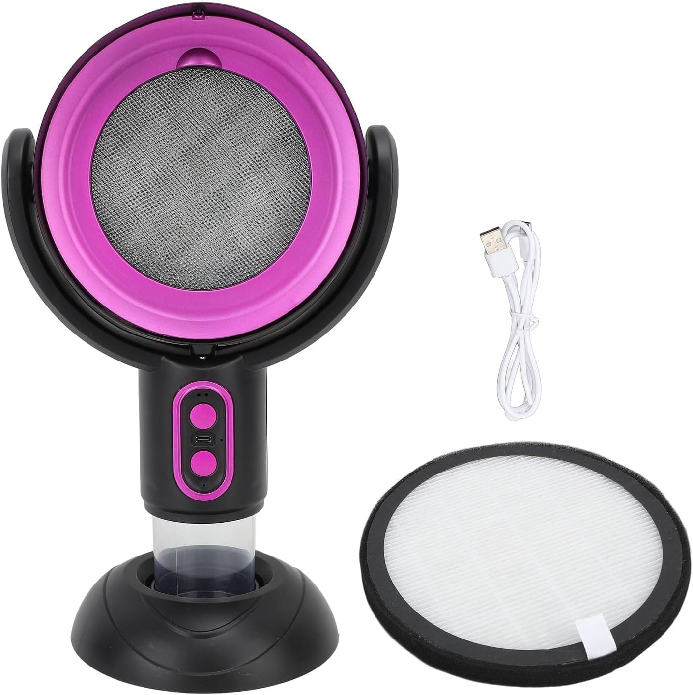 Desktop Range Hood, Portable Kitchen Exhaust Fan with 2 Speeds Negative Ion Technology USB Powered Detachable Filter for Indoor BBQ Hot Pot Grilling Compact Stove Vent for Dorms RVs (Black Purple)