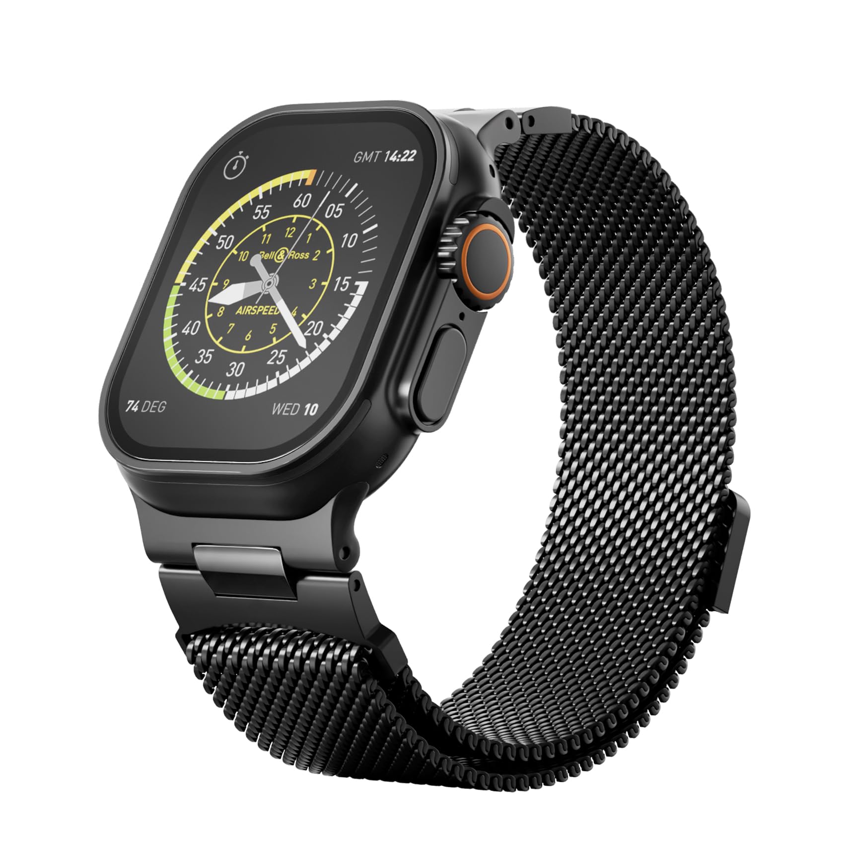Magnetic Milanese Loop for Apple Watch Ultra 4/3/2 Bands 42/44/45/46mm Men Black 49/46/45/44/42mm(s3/2/1)