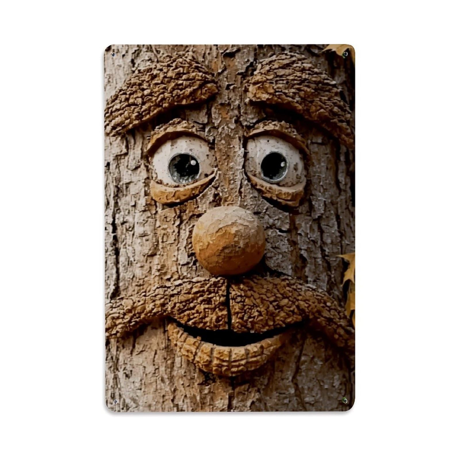 Jdfenggu Vintage Tree Face Carved Wood Art- Retro Metal Tin Sign, Decor Art Poster For Bar, Home, Man Cave, Kitchen, Laundry Room Gift 8X12inch