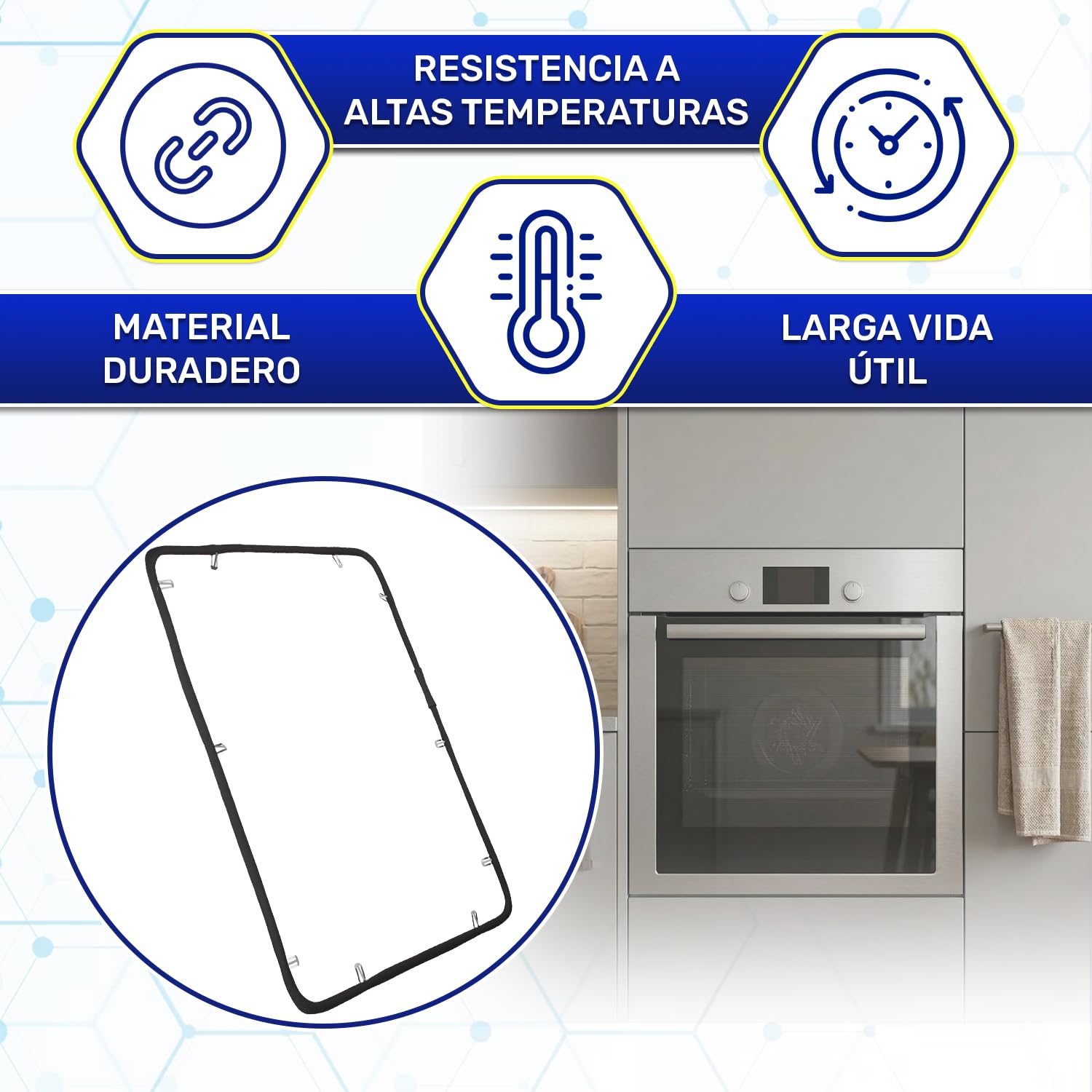 Goma Horno 490 x 365 mm con Código Original 11041872 11024100 11057406 para Bosch para Neff para Siemens para Balay - Garantía de 10 Años - MONTERAL