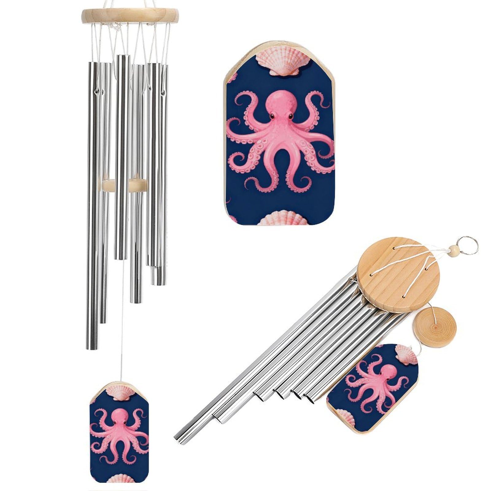 Octopus Tentacle Wind Chimes for Outside House Warming Gifts, Deep Tone Soothing Melodic Tones Windchimes, Memorial Wind Chime for Home Garden Decoration Aluminium Large Wind Chimes
