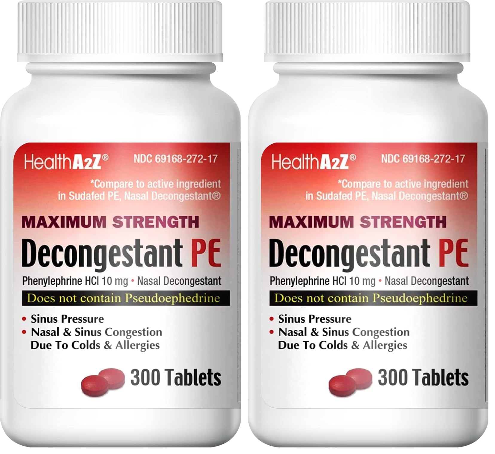 HealthA2Z® Decongestant PE, Phenylephrine HCl 10mg, Sinus Relief, 300 Count — Amazon image 12