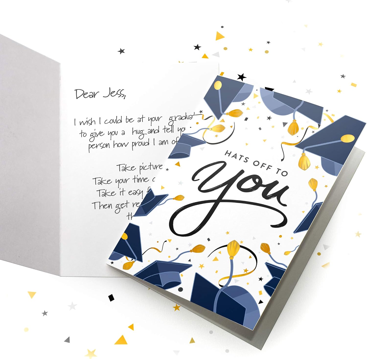 Graduation Cards 2023 Pack - 36 Pack Gold Foil and Envelopes - Bulk Graduation 2023 Party Supplies - Grad Gift Greeting Cards - 6 Artist Rendered Designs Graduation Cards Bulk College & High School