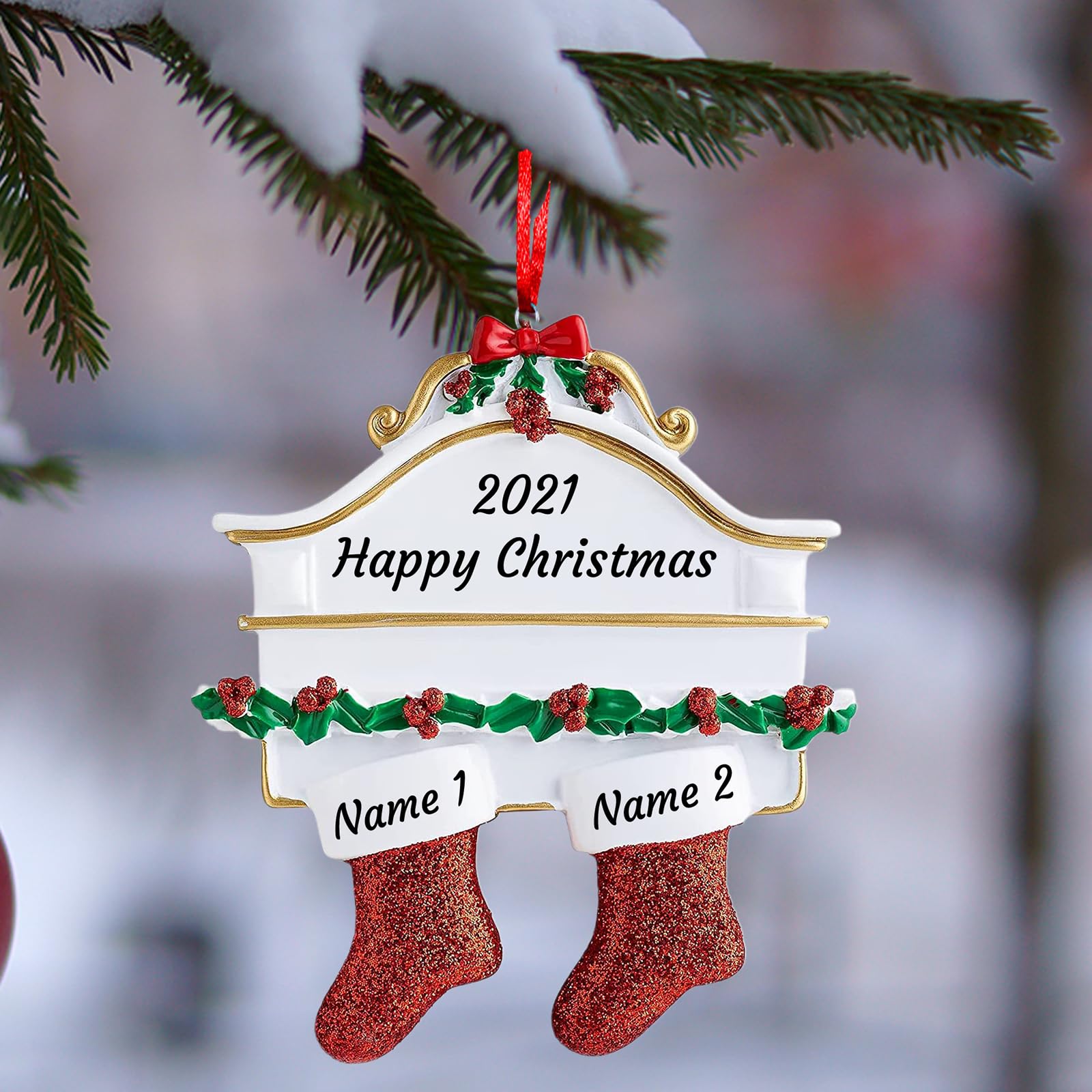 Ornements De Noël En Bois Personnalisés Avec Des Rennes Et Des Noms