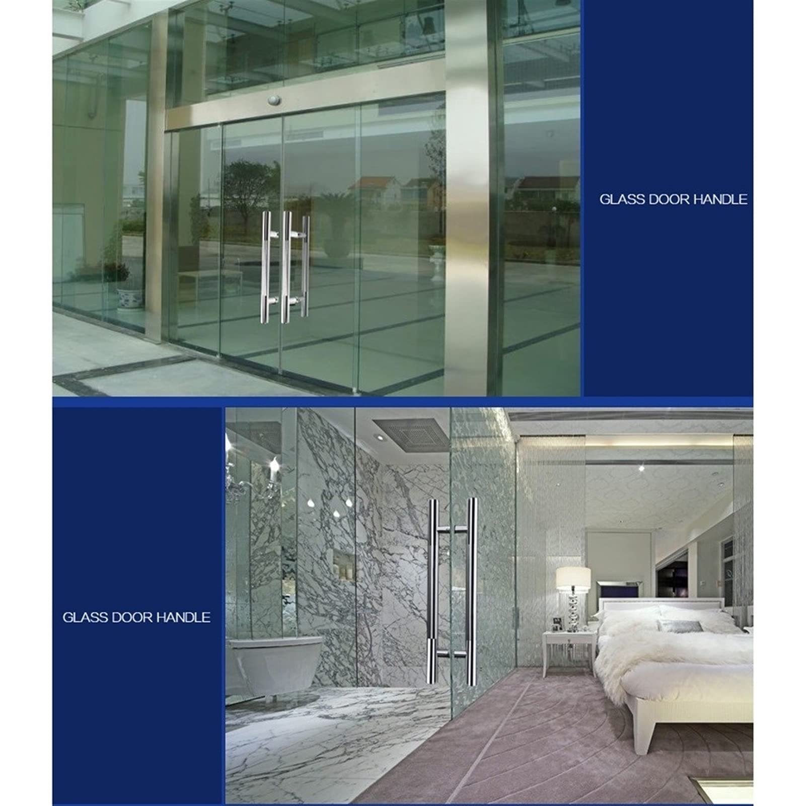 Herrajes para Puertas: Manilla para Puerta de Cristal Grueso, Manilla de Acero Inoxidable, Manilla de Empuje/tracción para Puerta de Madera, Accesorios Modernos para Puer