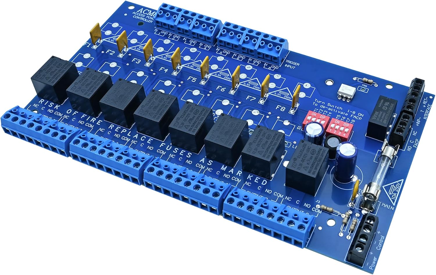 ACM8CB-Upgraded Channel Access Power Controller Module, Compatible with Altronix ACM8CB Specifications, for Security and Access Control Systems, Supports 12-24 Volt DC Input. Sold by YABUYALI.