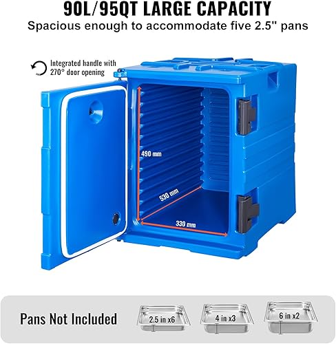 Miniatura 3 de VEVOR Transportador de bandejas de alimentos aislado, caja caliente de 95 cuartos de galón para catering, portador de cajas de alimentos con