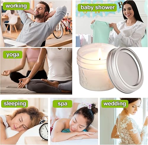 Miniatura 7 de MTLEE 48 velas pequeñas en tarro de masón a granel de 4 onzas, velas de cera de soja, velas perfumadas para bodas, novias, baby shower, fiestas,