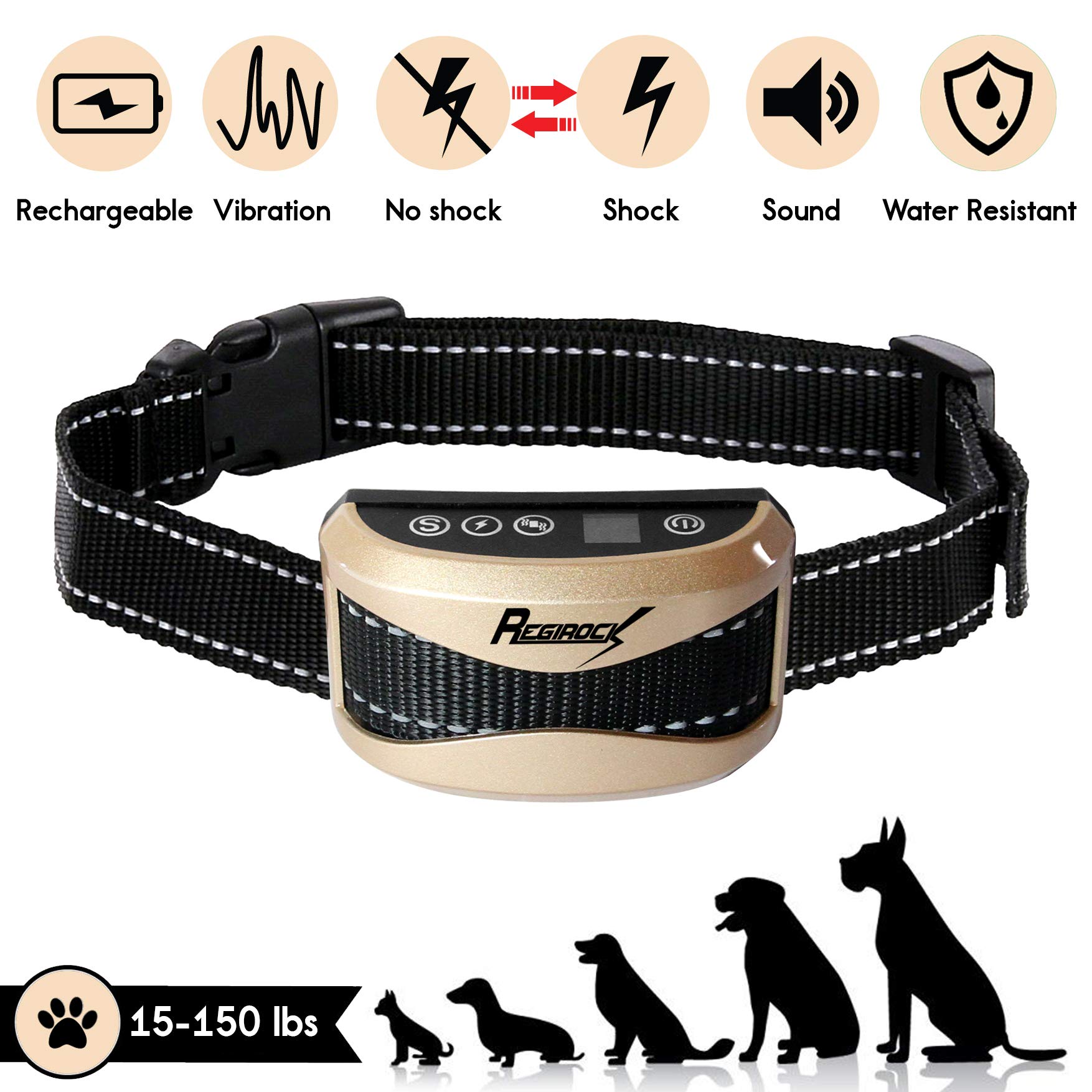 Buy REGIROCK 2018 Upgrade Version Barking Control Collar Rechargeable & Rainproof No Bark