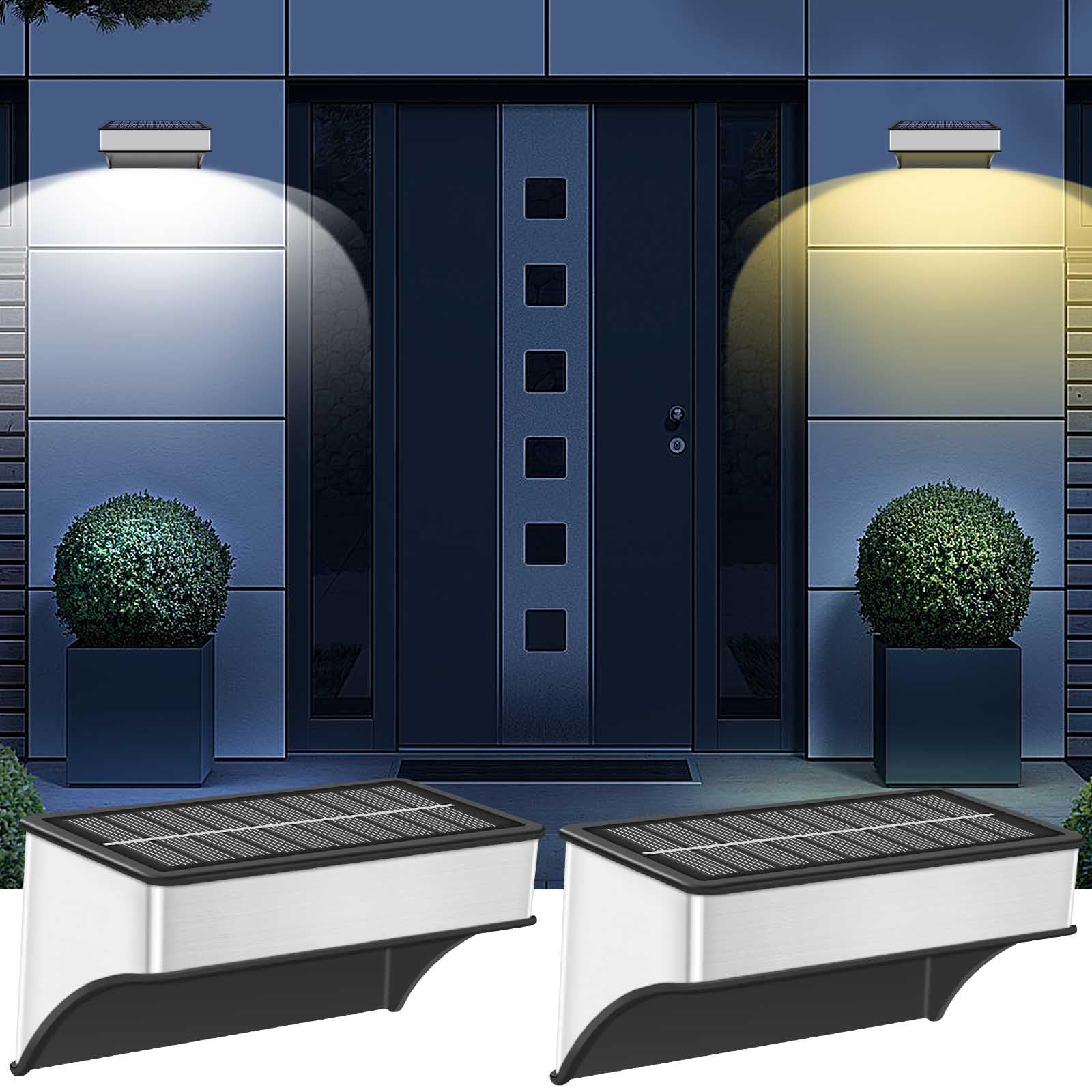 Solar Fence Lights Outdoor,Step Lights Solar Powered with 9 Lighting Options, IP65 Waterproof, Deck Light Solar Powered for Outside/Backyard/Patio/Wall/Railing/Pool/Stair (2 Packs)