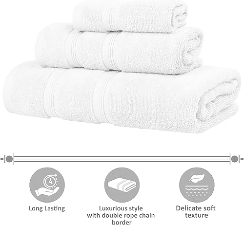 Miniatura 3 de SUPERIOR Juego de 4 toallas de baño de algodón de alta calidad, uso diario para baño, habitación de invitados, baño, ducha, piscina, cuerpo,