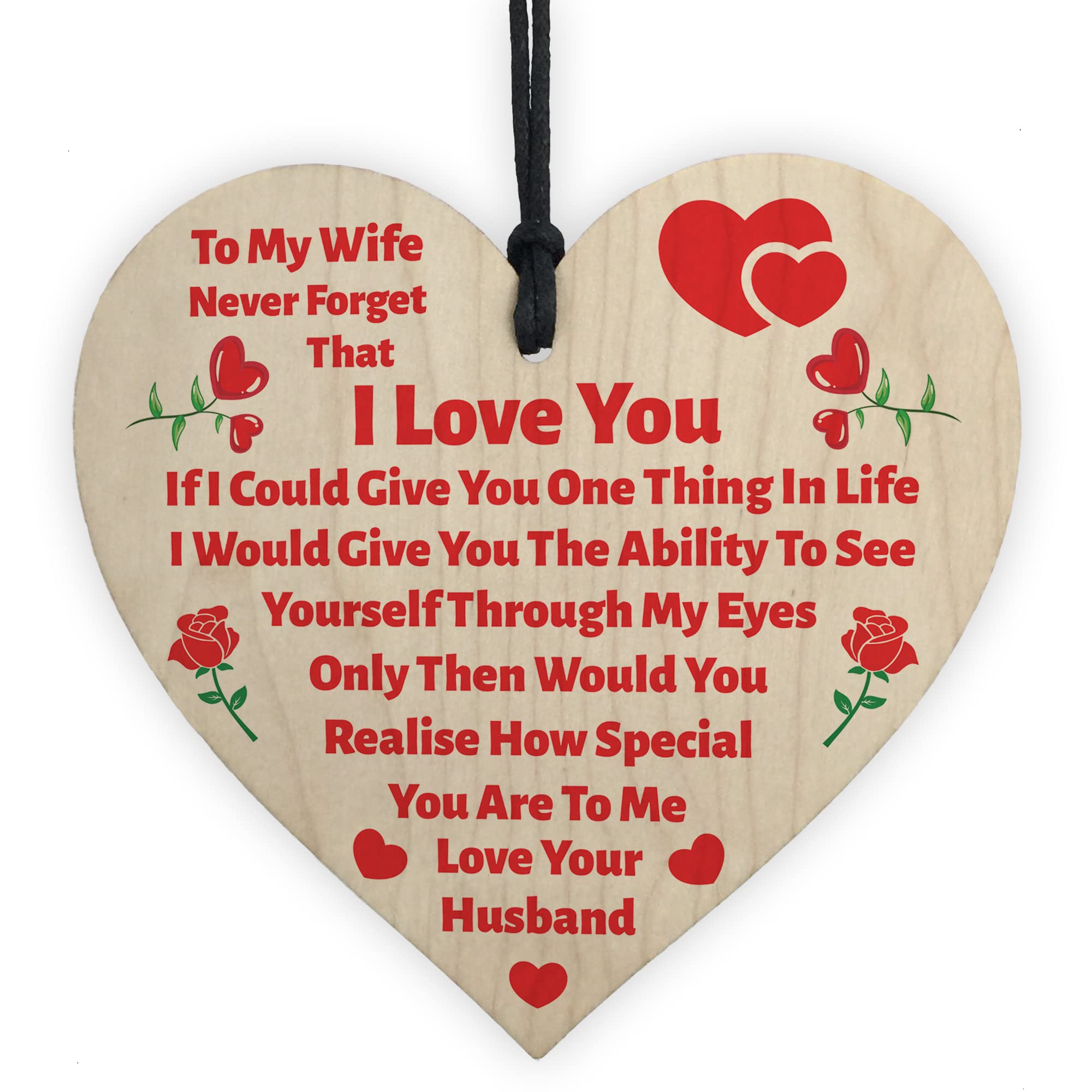 Red Ocean Gift For Wife Gifts Love Gifts For Wife From Husband Wood Heart Birthday Gift For Wife from B&Q
