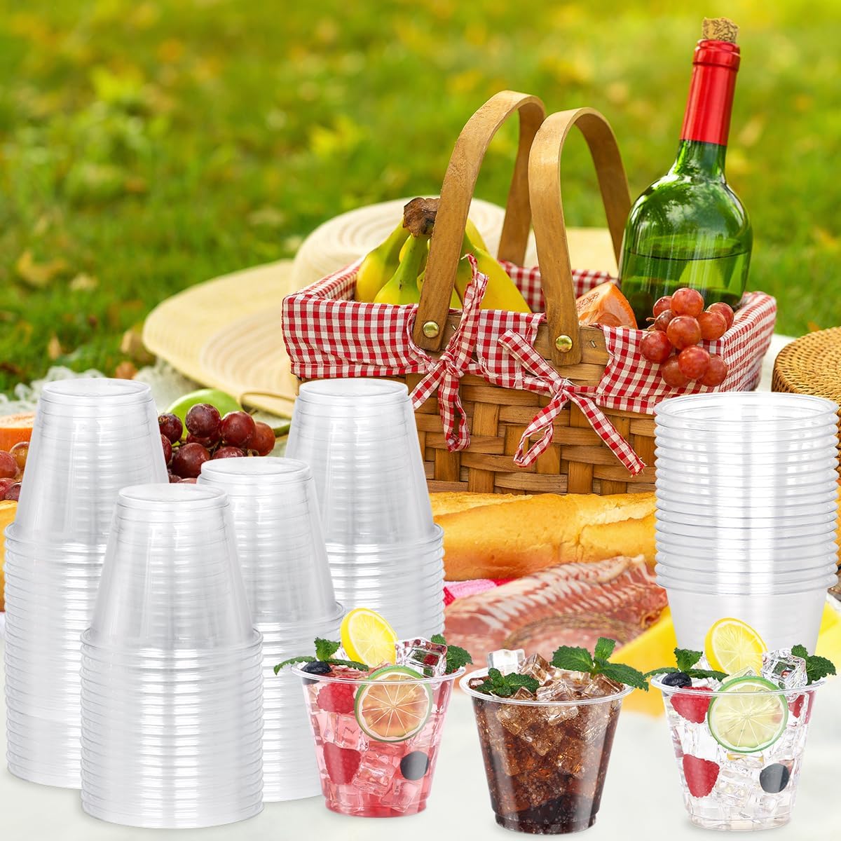 9 oz Clear Plastic Cups, 100 Pack Disposable Crystal Punch Cups for Party,Sturdy Recyclable PET Clear Cocktail Tumblers Wine Cup for Wedding,Birthday,Christmas - Image 6