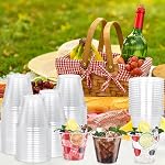 Paquet de 100 9 OZ Coupes en plastique transparent,Boutons à vin en plastique jetables,Recyclable PET Clear Cocktail Tumblers pour la fête de mariage, Coupes en plastique pour le vin Cockpit Punch