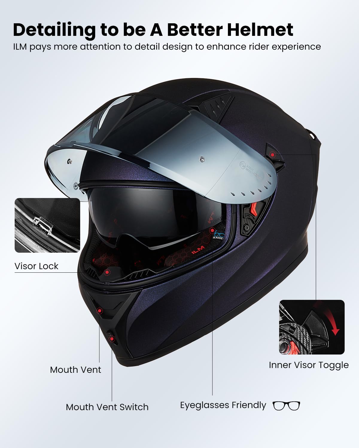Amazon.com: ILM Motorcycle Helmet Full Face with Pinlock