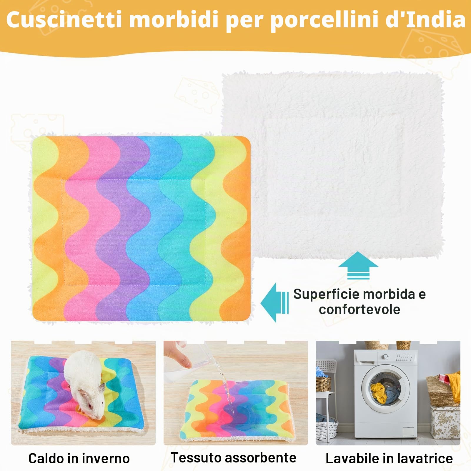 Casetta in Legno per Porcellini d’India, Casa Rifugio per Cavie con Rampa, Porte e Finestre Multiple, Accessorio Gabbia e Arredamento per Piccoli Animali