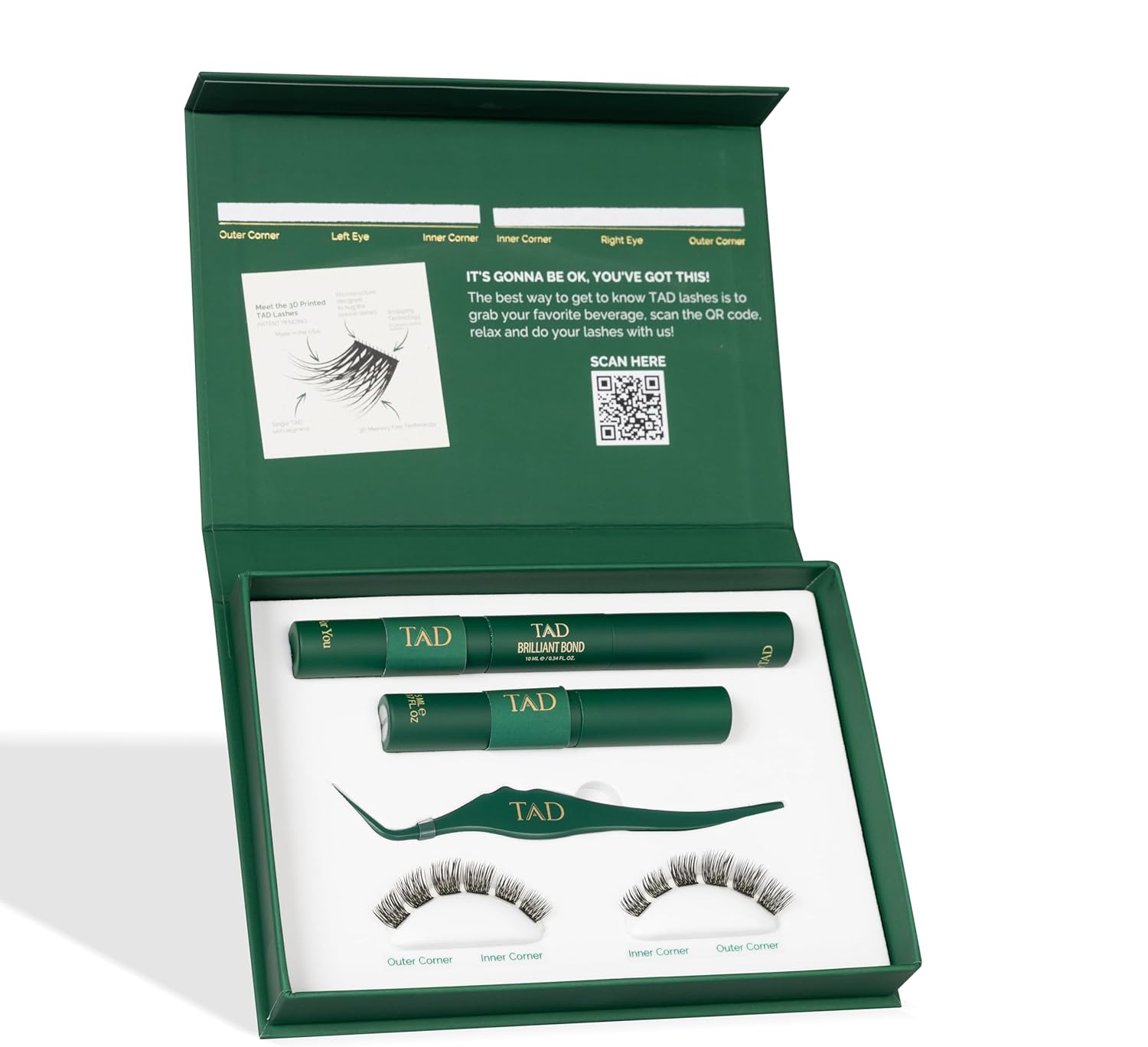 TAD Beauty Dream Starter DIY Lash Kit | World’s First 3D-Printed Lashes That Never Lose Curl or Shape | Patent-Pending | The Only DIY Lash Clusters Made in the USA | 10/11/12mm C/CC Curl (Midi)