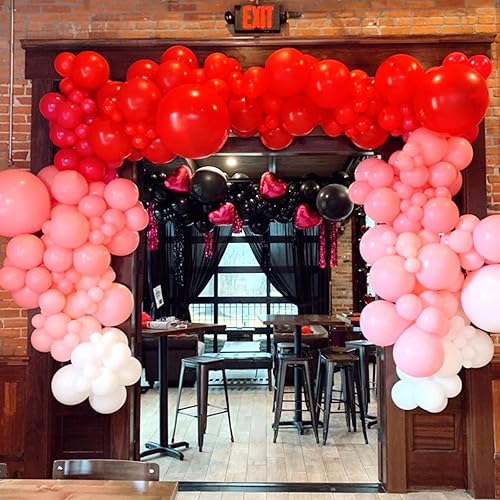 Miniatura 4 de RUBFAC 138 globos rojos de diferentes tamaños de 18, 12, 10 y 5 pulgadas, para arco de guirnalda, globos de látex rojos de alta calidad para fiesta