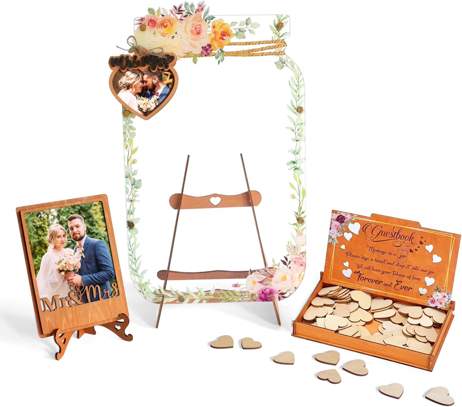 Jar Love Wedding Reception, Rustic Wedding Guest Book Alternative 80 Hearts, Wedding Guest Book Ideas, Wedding Sign, Acrylic Heart Guest Book, Wedding Signs for Ceremony & Reception