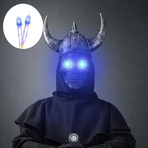 Miniatura 6 de 4 piezas de ojos con luz LED brillante de Halloween para máscara de cosplay, ojos láser con caja de batería, batería no incluida (luz roja)