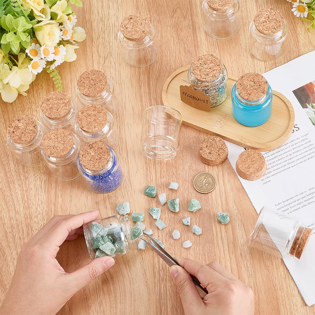 PH PandaHall 30pcs Petits Bocaux en Verre avec Couvercles en Liège Mini Bouteilles en Verre Petits Bocaux à Souhaits pour Loisirs Créatifs Cadeaux Souvenirs de Mariage Décoration, 50ml