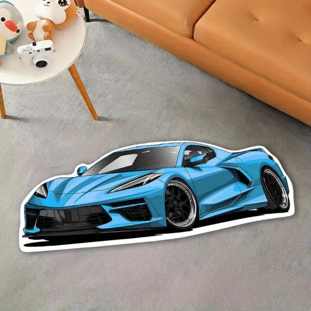 RUILBJM 3D Car Rugt, Non-Slip Tufted Flocking Irregular Carpet, Decorative Floor Mat Doormat for Bedroom Living Room Bedside Home Decor (COLOR-4,100x180cm)