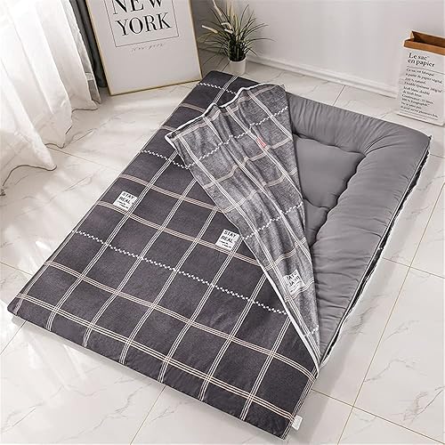 Funda de futón japonés, funda 100% algodón para colchón tradicional Shikibuton, algodón lavable (celosía, individual (35 x 79 pulgadas)