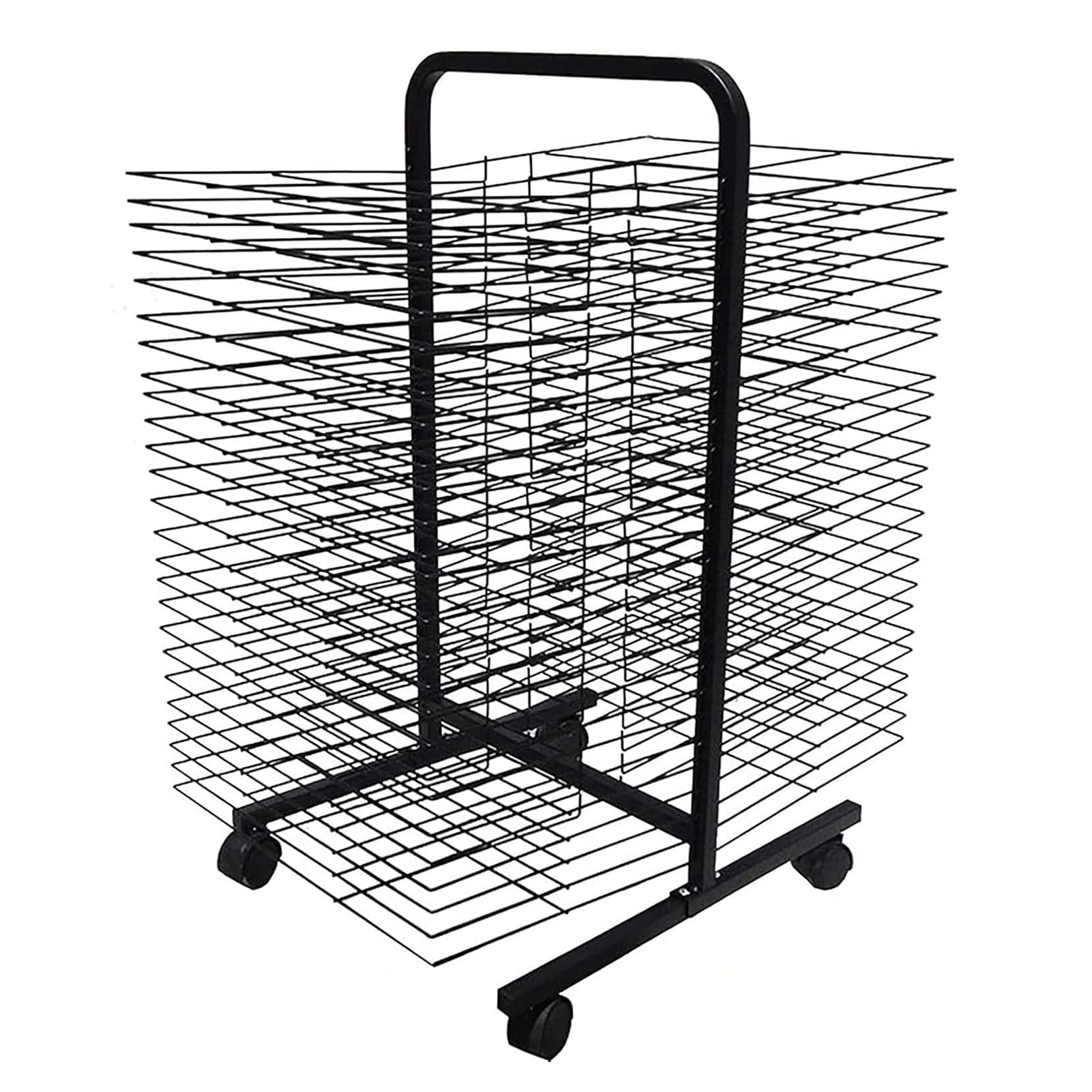 Generico Stendibiancheria Mobile con Ruote per Materiali artistici - Organizer a Doppia Faccia per la Classe, può Contenere 52/76/100 Fogli, Perfetto per dipingere, riporre Tele e Carta, Ideale per a