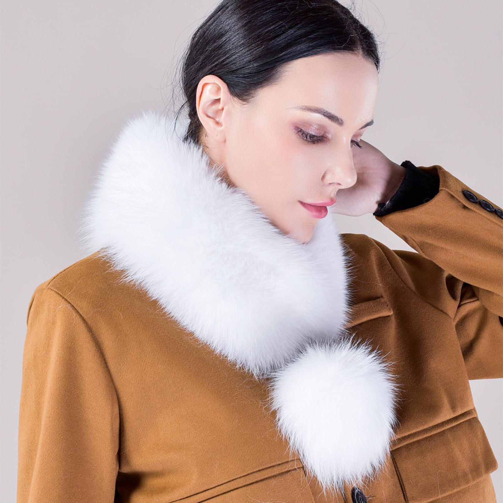 Sciarpa da donna in pelliccia, alla moda, collo avvolgente da donna, spessa, invernale, in pile e pelliccia spessa