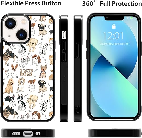 Miniatura 4 de FANXI Funda de teléfono para perros compatible con iPhone 13 Mini de 5.4 pulgadas, funda protectora a prueba de golpes de aluminio TPU de aluminio