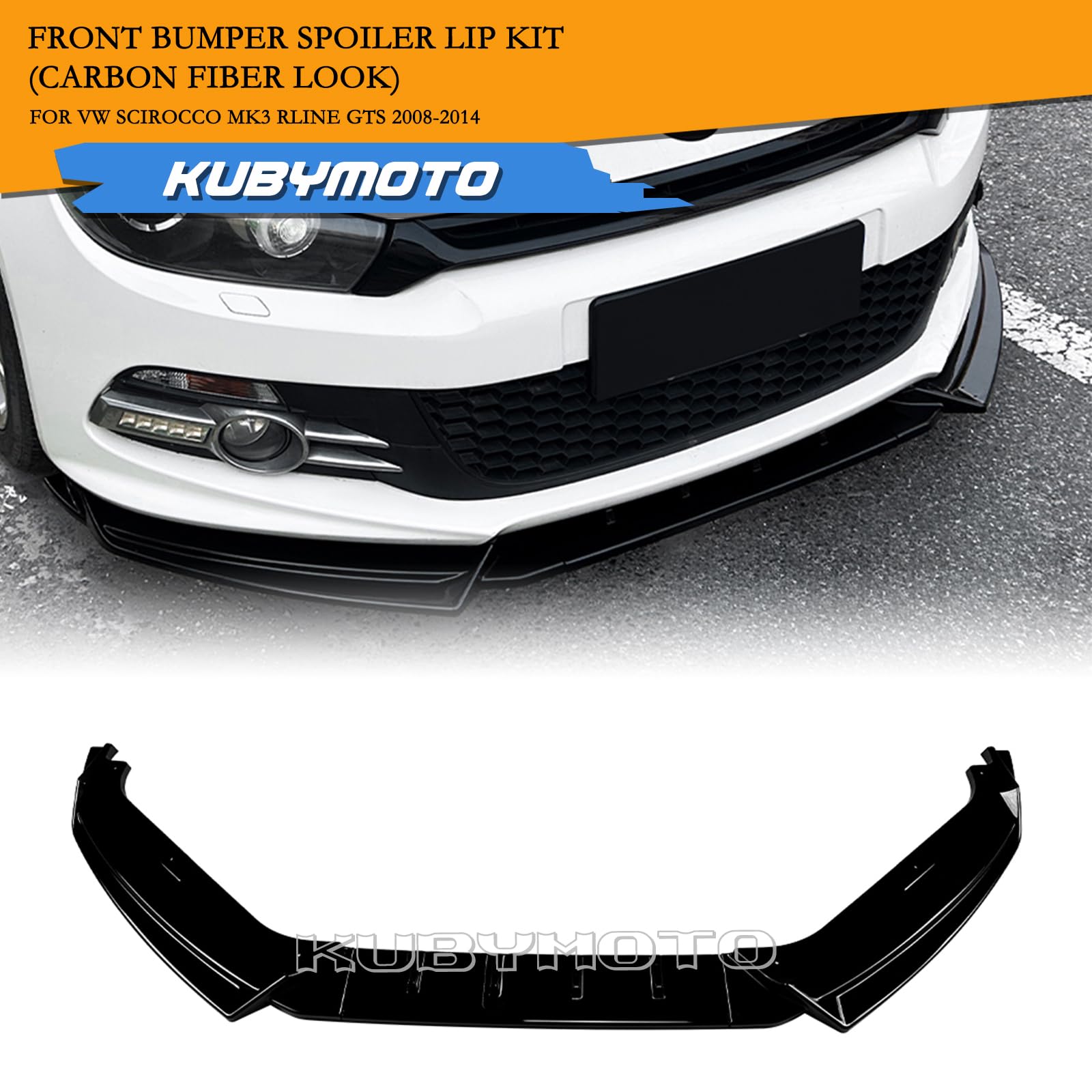 Kit de alerón de parachoques delantero para VW Scirocco MK3 Early Rline GTS 2008-2014, aspecto negro/carbono
