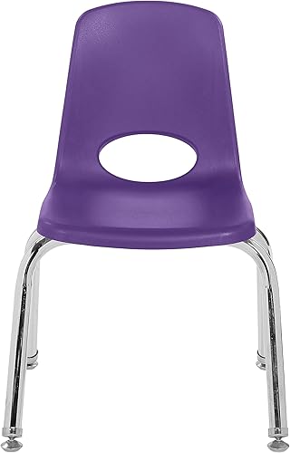 Miniatura 9 de Factory Direct Partners 10360-PU Silla escolar apilable de 12 pulgadas, asiento apilable para estudiantes con patas de acero cromado y rodamientos