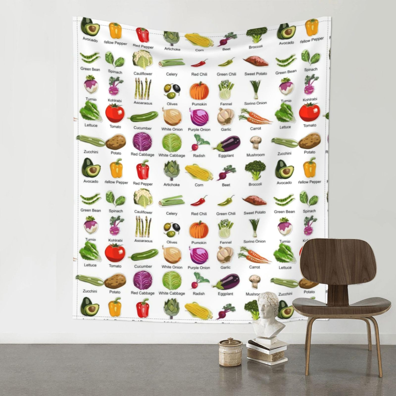 WHJSSF Introduction Of Various Vegetables Prints 60x51in Wall Tapestry Bohemian Throw Blanket Dorm Decor Beach Picnic Cover