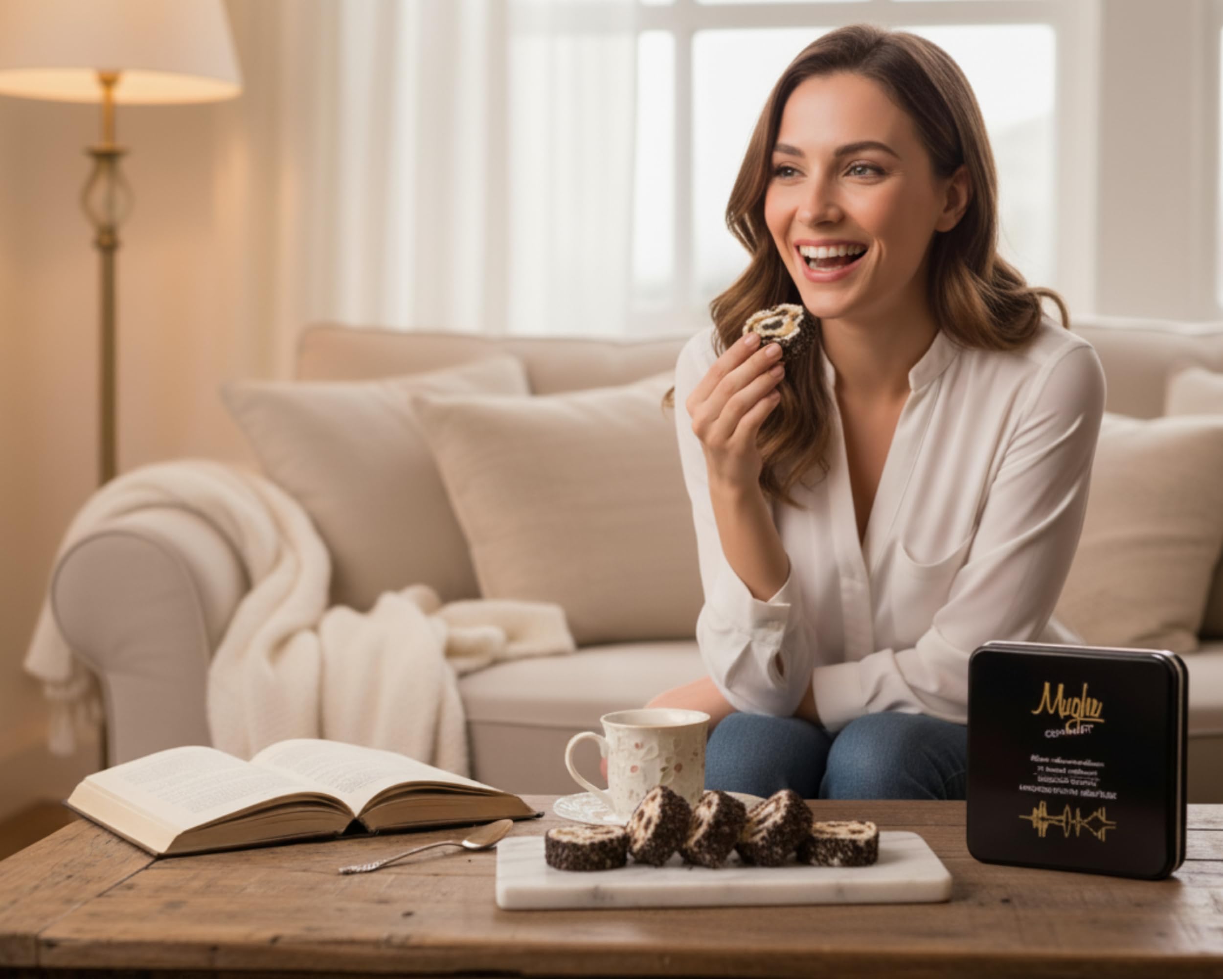 Mughe Gourmet Lokum Delicia Turca de Crema de Galleta Sándwich de Cacao – Lata de Regalo de 350 g