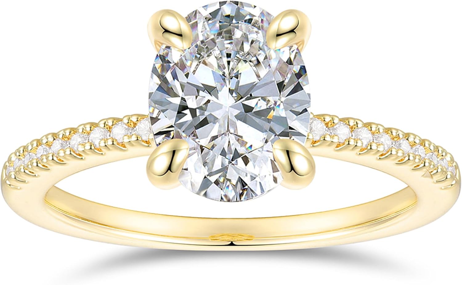 14K White Gold Oval Cut Moissanite Engagement Ring 2CT Oval Cut Moissanite Rings 4-Prong Solitaire Moissanite Engagement Ring for Women