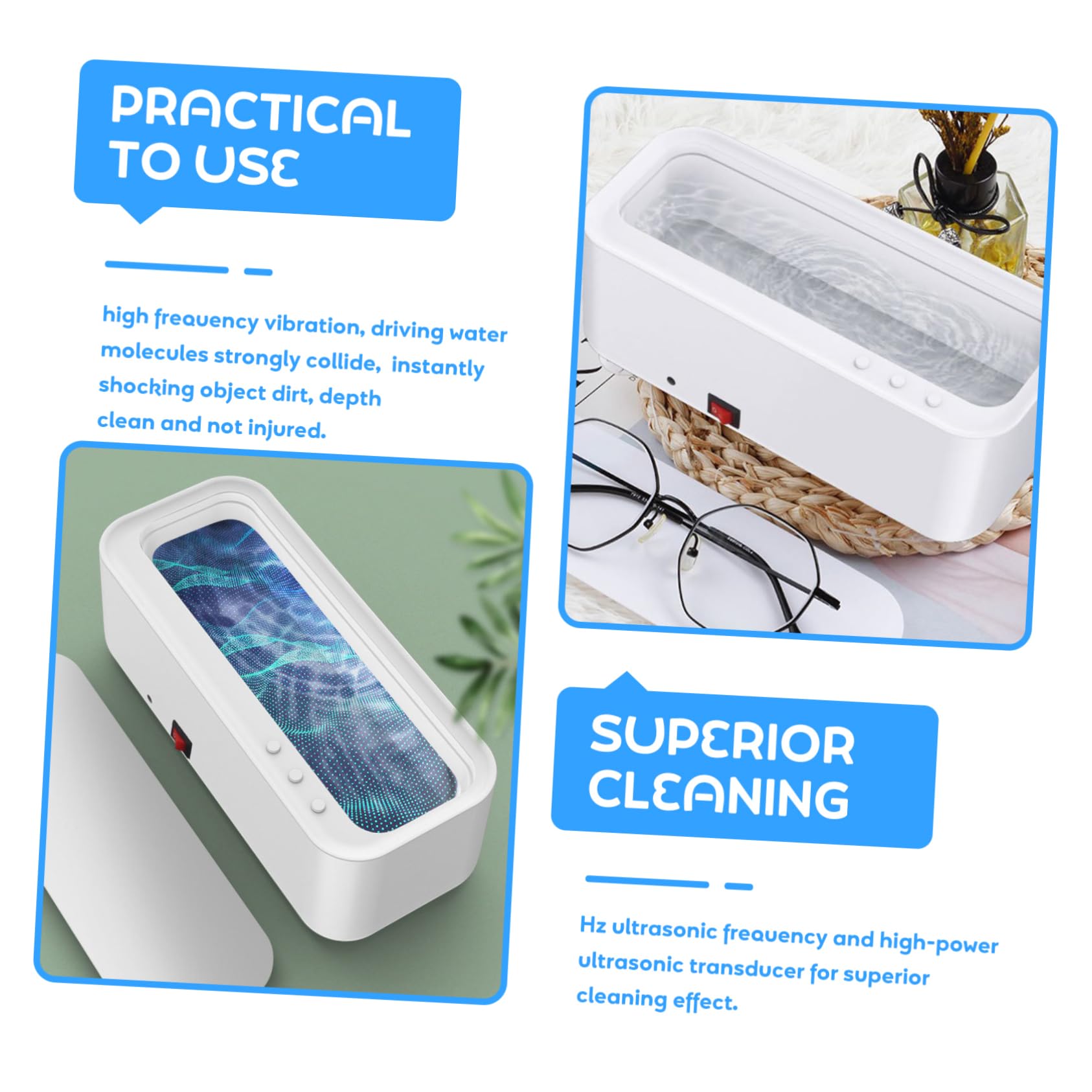 OSOLADY Jewelry Cleaner 2-in-1 Ultrasonic Cleaner for Jewelry Glasses Digital Watch Cleaning Machine Low Noise Lossless Cleaning