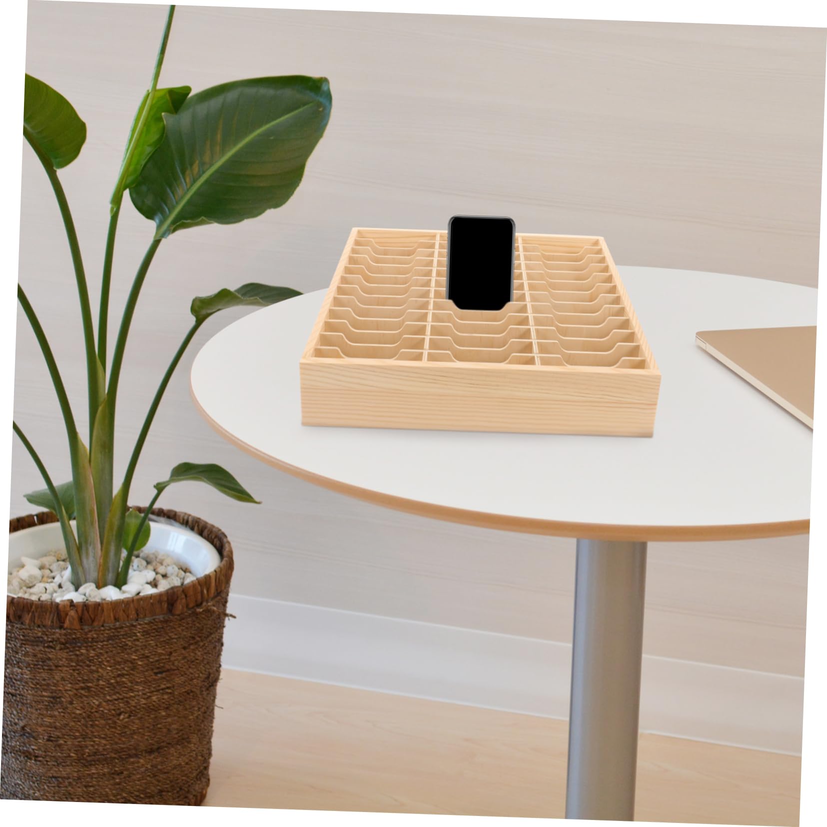 Gadpiparty Organizador de Escritorio de Madera Multiuso con Múltiples Compartimentos para Gestión de Teléfonos y Almacenaje de Suministros Caja Multi Rejilla sin Montaje para Oficina Aula y