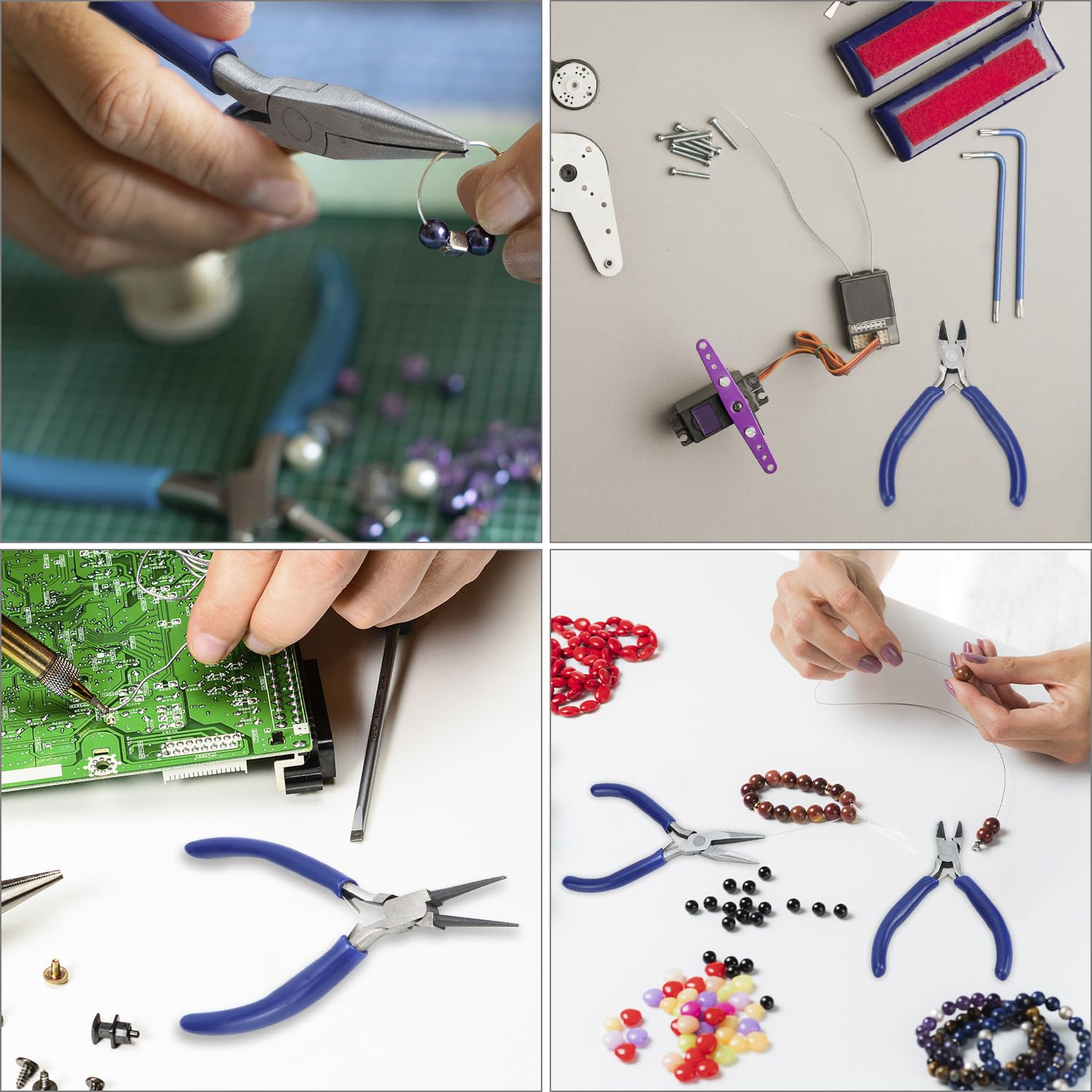 QWORK® Pinze per creazione di gioielli da 8 pezzi Set di pinze per gioielli per principianti e professionisti con custodia