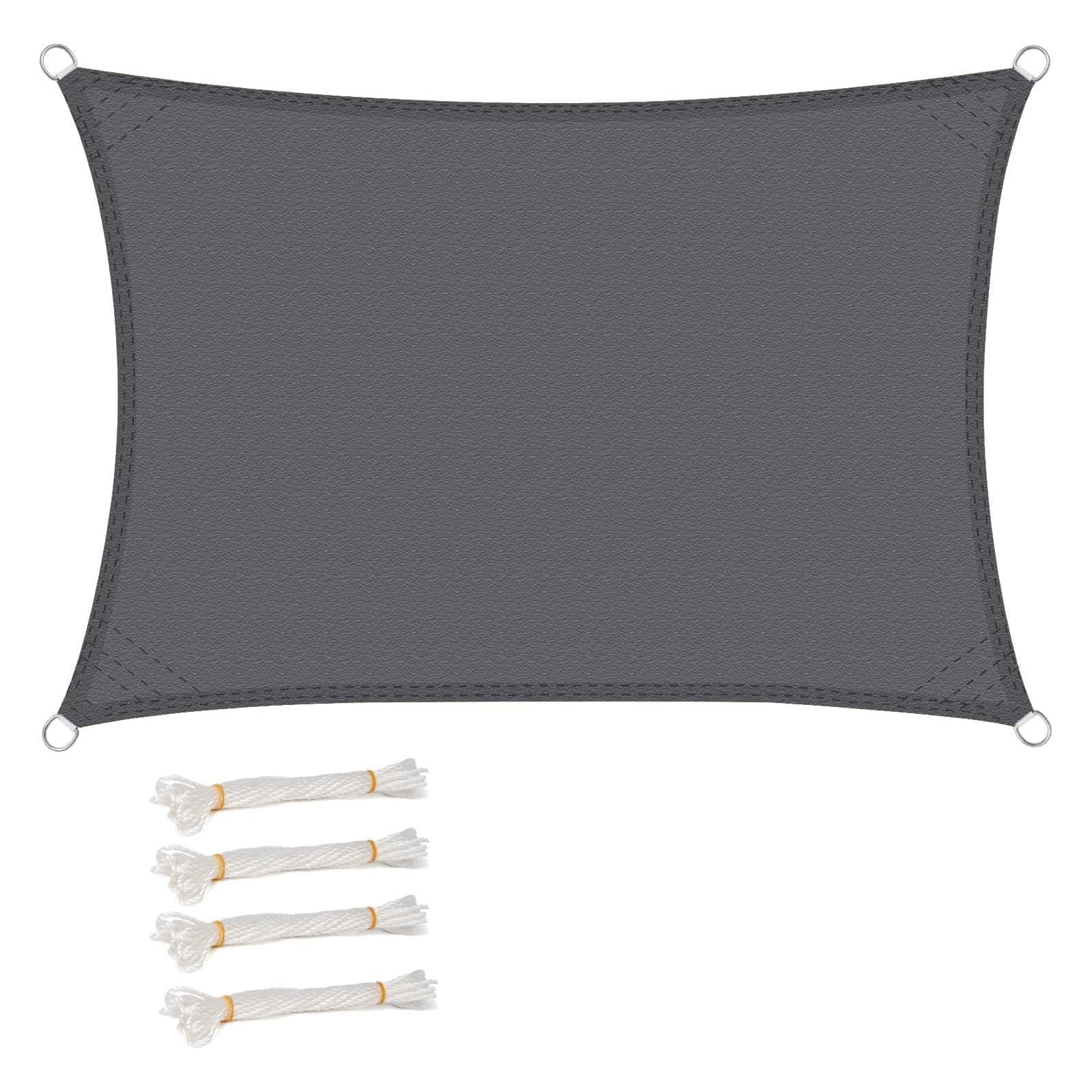 WOLTU Toldo Vela Impermeable Rectangular 4x5 m Poliéster Protección Rayos UV Intemperie para Patio Exteriores Jardín Color Arena Gris