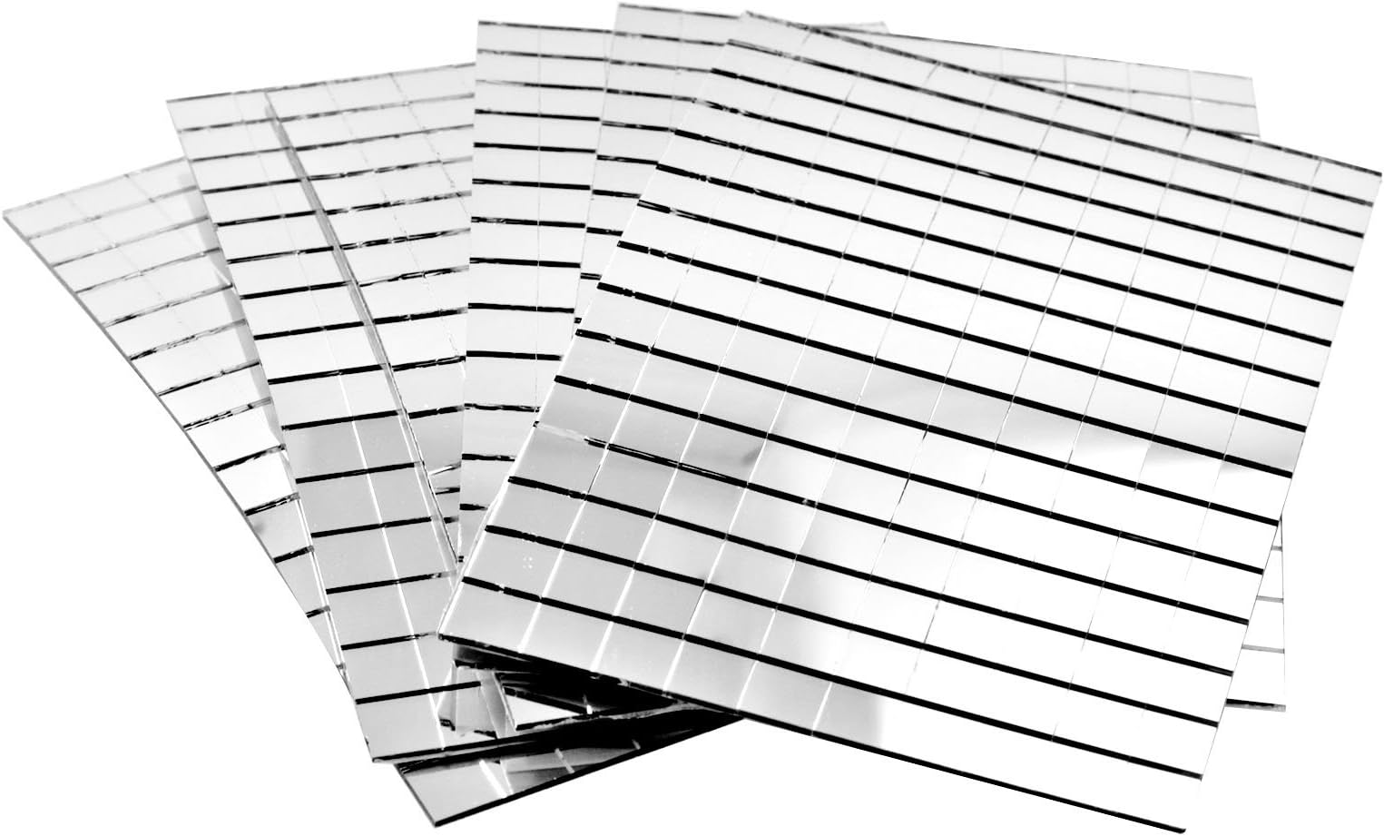 5x 150 Silver DIY Self-Adhesive Mirror Home Decor Mosaic Tiles Mirror Tiling Set