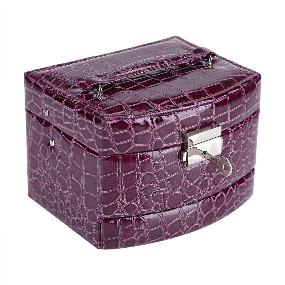 Boîte à bijoux violette avec miroir intégrée et rangements multicouches pour vos bagues