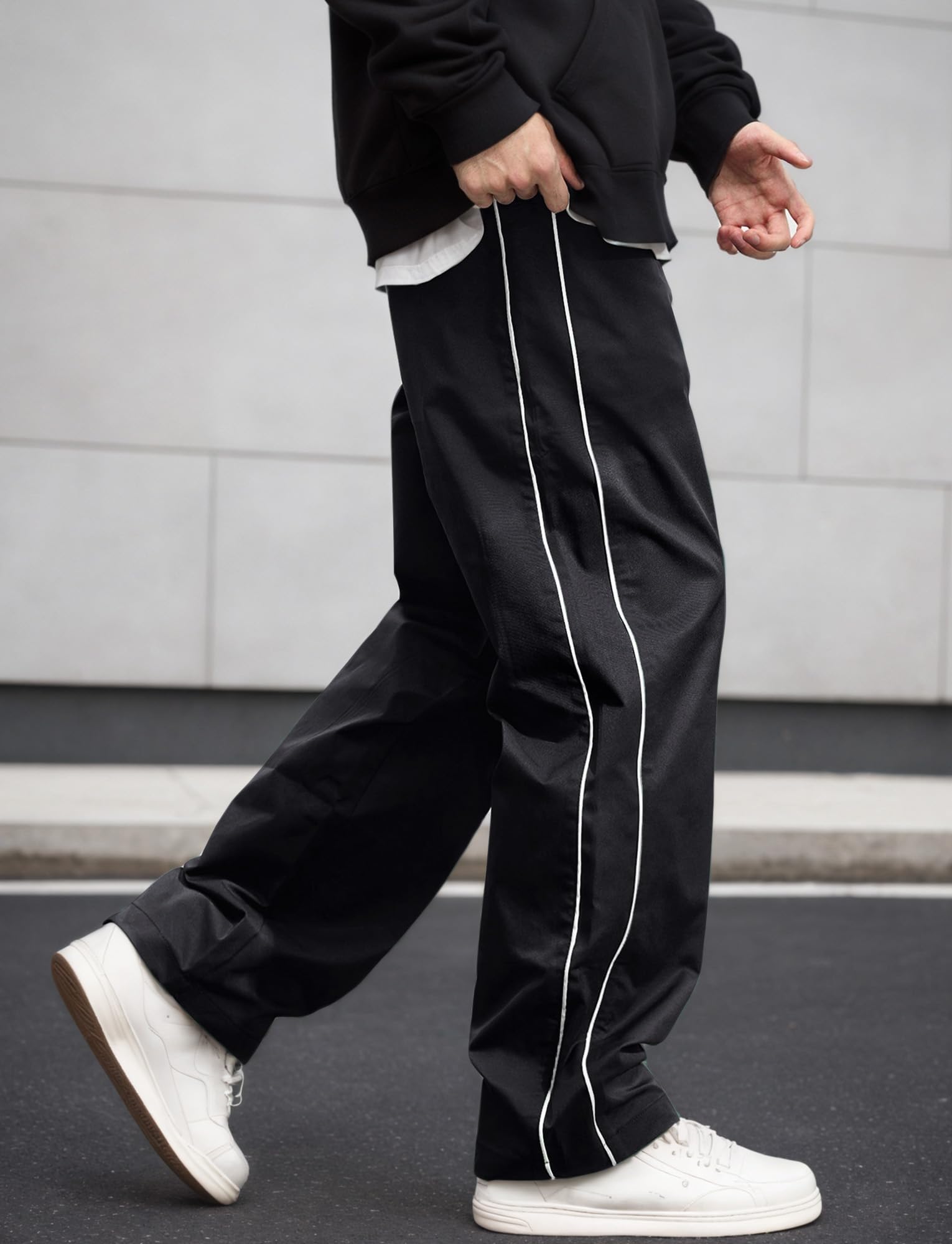 AIEOE Pantaloni da jogging da uomo, Y2K, larghi pantaloni sportivi con coulisse, per il tempo libero, con pistagna