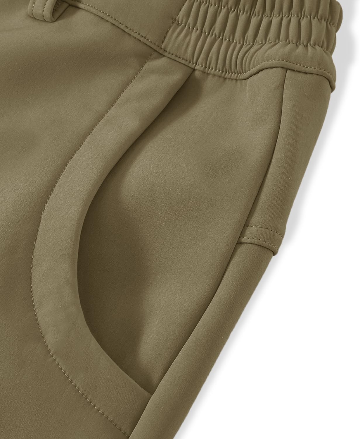 BASUDAM Men's Cargo Work Pants Snow Waterproof Softshell Winter Fleece Lined Insulated Outdoor Mountain with 6 Pockets - Image 3