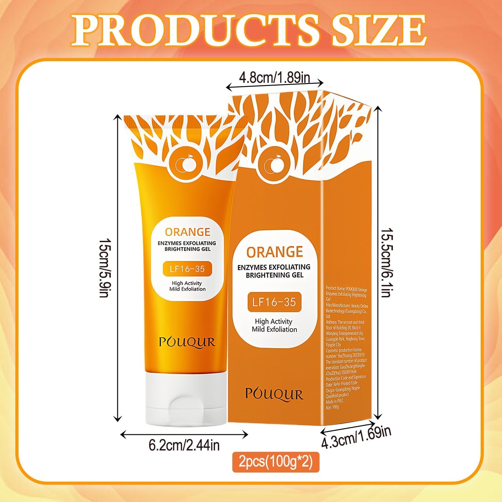 Esfoliante viso naturale all'arancia, Gel esfoliante arancione naturale, Pulizia Profonda e Idratazione per Viso e Corpo, gel esfoliante, nutre e dona (2 pezzi, 100g)
